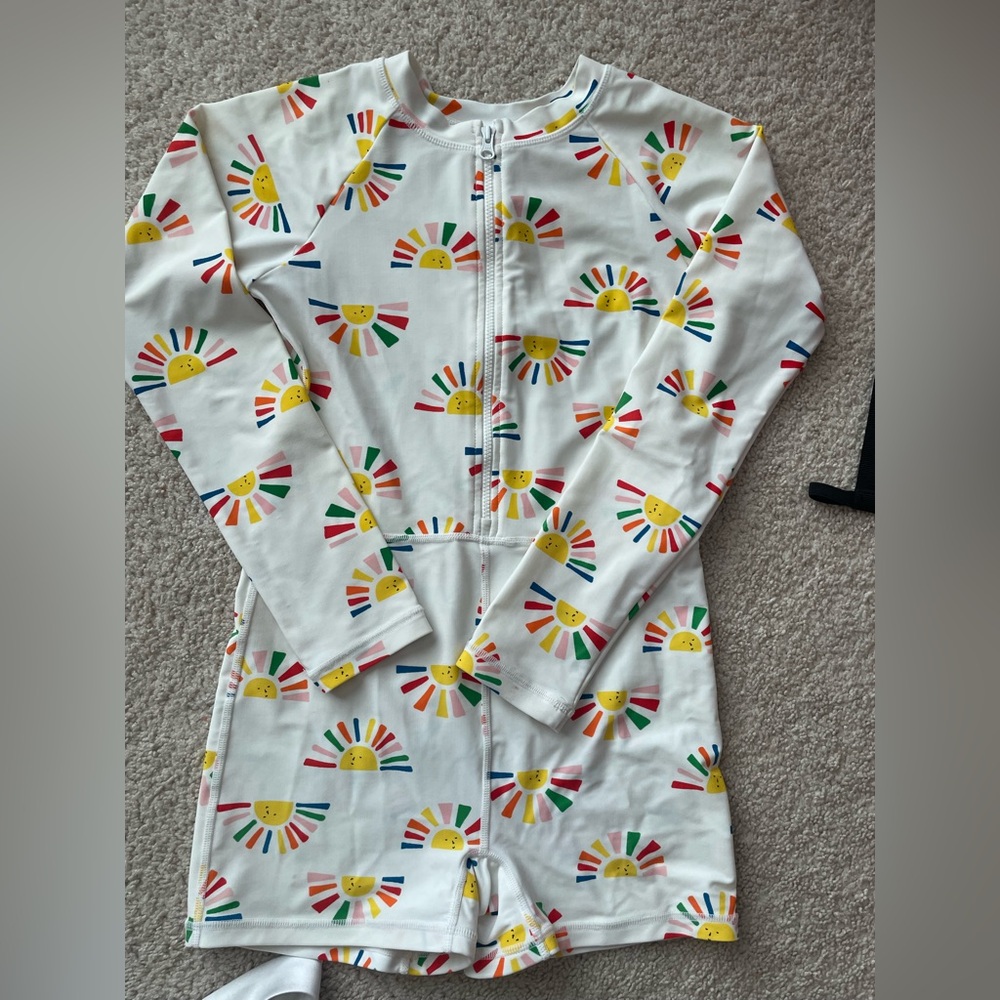 Hanna Andersson SWIM one piece Sunburst Zip-Up Jumpsuit size 10